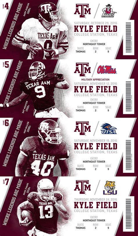 2016 Texas A&M football tickets and cup on Behance