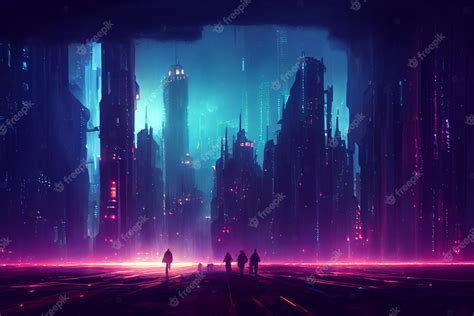 Premium Photo | Cyberpunk city digital art illustration