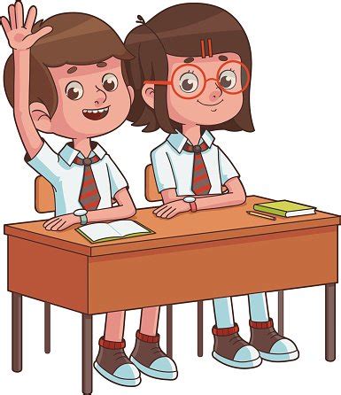 School Kids Sitting At The Desk Stock Clipart | Royalty-Free | FreeImages