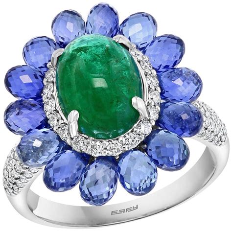 Effy Hematian 18 Karat White Gold Diamond, Sapphire and Emerald ...