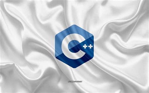 Download wallpapers C++ logo, white silk texture, C++ emblem, programming language, C++, silk ...