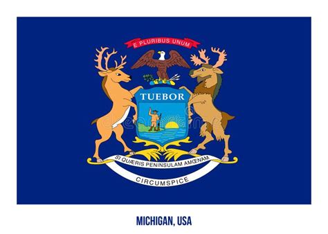 Michigan Flag Vector Illustration on White Background. USA State Flag Stock Vector ...