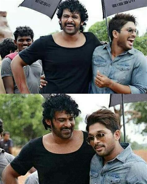 Allu arjun with parbas bahubali movie set... | Prabhas actor, Dj movie, Prabhas pics