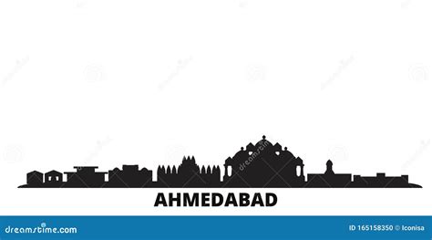 India, Ahmedabad City Skyline Isolated Vector Illustration. India ...