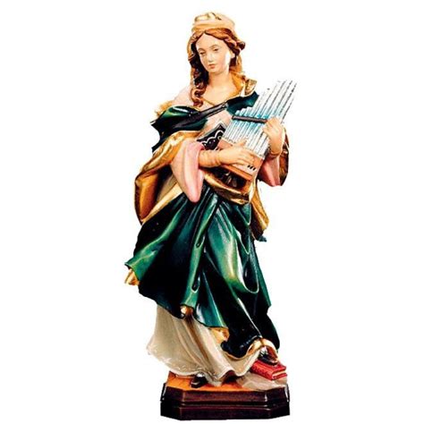 Saint Cecilia Wooden Statue, Life Size Saint Sacred Religious Statues ...