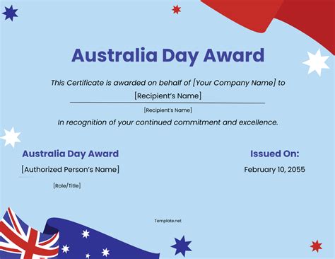 Free Australia Day Award Certificate Template - Edit Online & Download | Template.net