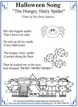 Halloween Songs for Kids - Printable Lyrics with Coloring Activities