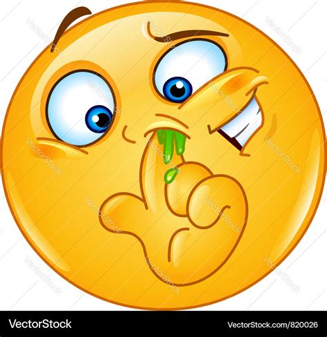 Picking nose emoticon Royalty Free Vector Image