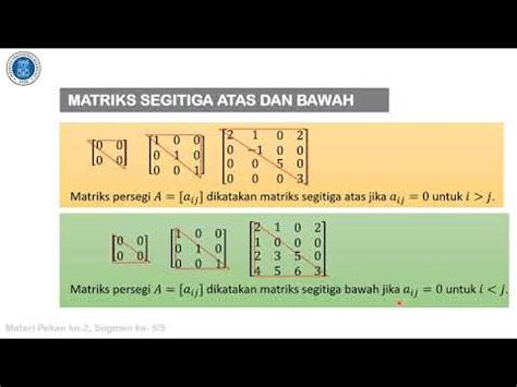 5. MATRIKS DIAGONAL, MATRIKS SEGITIGA, DAN MATRIKS SIMETRI - YouTube