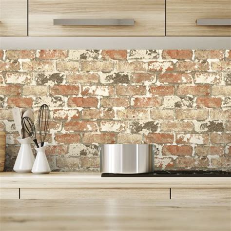 Weathered Brick Peel & Stick Wallpaper by Seabrook - Lelands Wallpaper