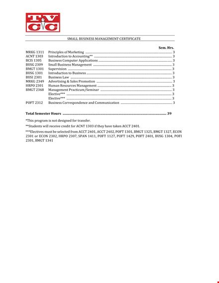 Small Business Management Certificate