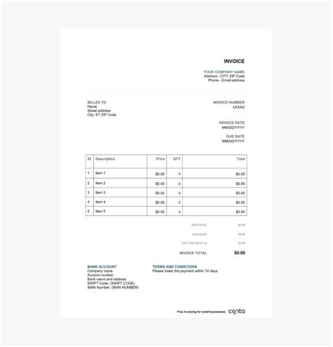 Contractor invoice template - Free download | Conta