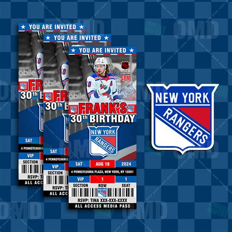 New York Rangers Ticket Style Sports Party Invites – Sports Invites