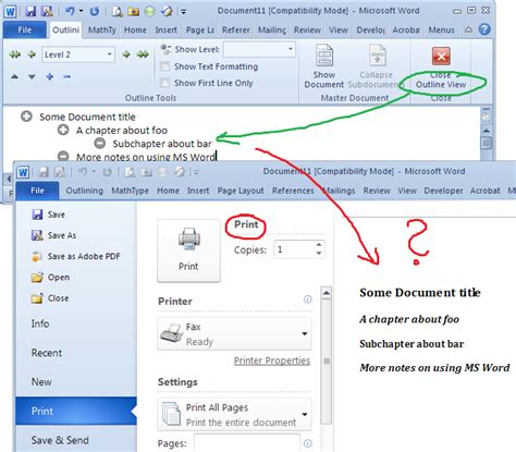 Printing a Microsoft Word document in outline format - Super User