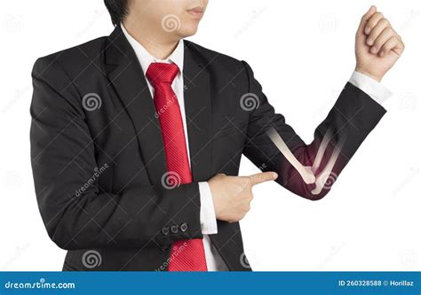 Businessman Feels Elbow Bone Pain from Accident Stock Photo - Image of ...