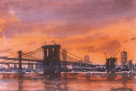 Brooklyn Bridge Original Watercolor painting 5x7 inches | Etsy