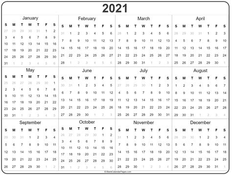 2018 2019 2020 2021 Year Calendar Printable