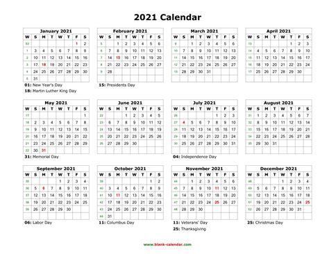 Printable Monday Through Sunday Calendar 2021