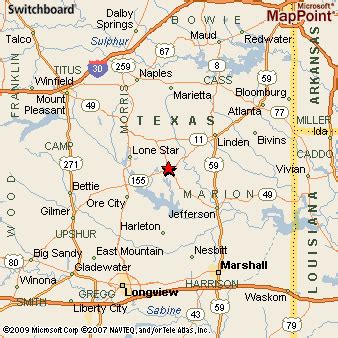 Avinger, Texas Area Map & More