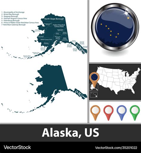 Map alaska us Royalty Free Vector Image - VectorStock