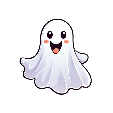 Isolated Illustration Of A Cute Ghost, Halloween Holiday, Scary Face, Halloween Cartoon PNG ...