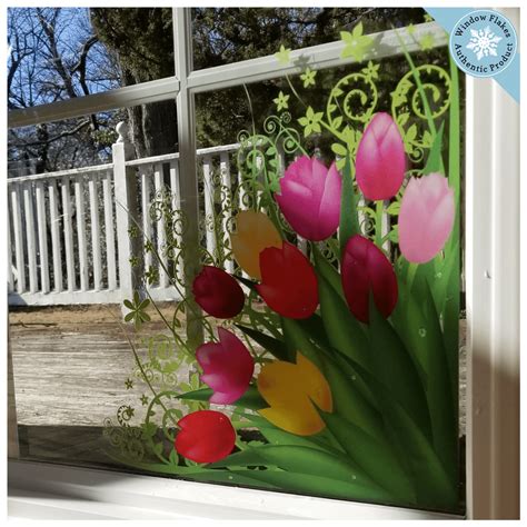 Tulip Corners Window Clings (set of 2) - Spring Window Decorations ...