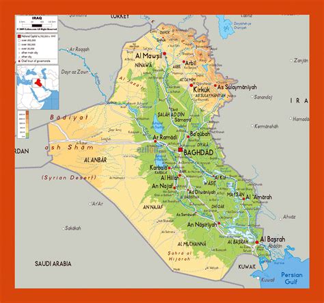 Physical map of Iraq | Maps of Iraq | Maps of Asia | GIF map | Maps of ...