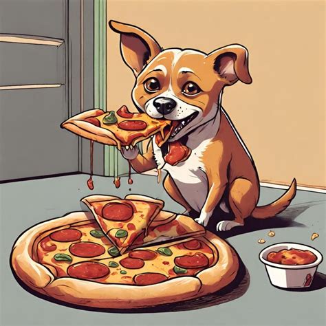 Premium Photo | A dog eating pizza