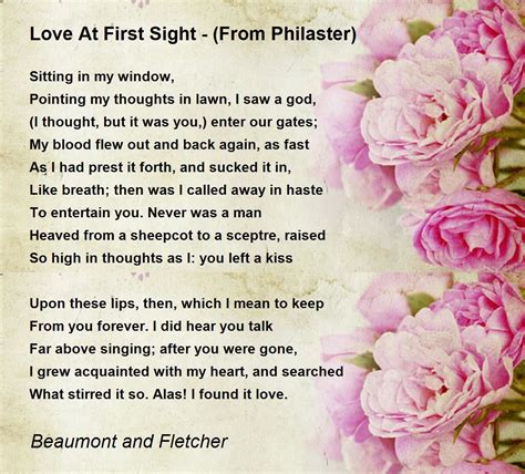 Love At First Sight - (From Philaster) Poem by Beaumont and Fletcher - Poem Hunter