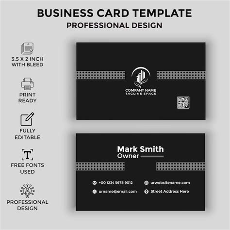 Premium Vector | Simple black and white minimalist business card template design