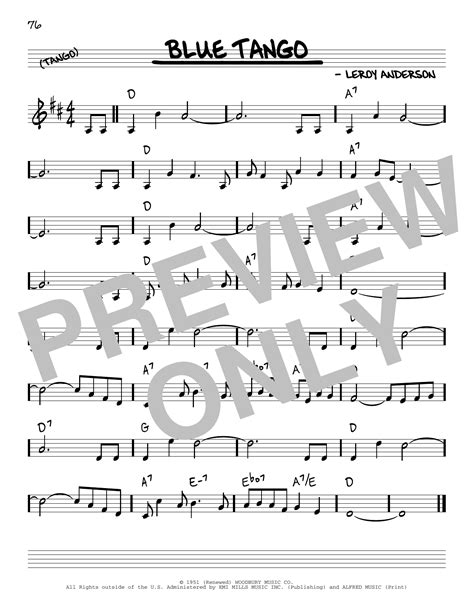 Blue Tango by Leroy Anderson Sheet Music for Real Book – Melody & Chords at Sheet Music Direct