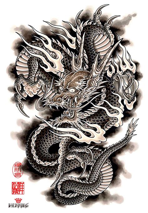 Dragon Black and Grey - Royal Tattoo