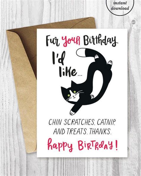 Funny Cat Birthday Cards Instant Download Funny Tuxedo Cat - Etsy | Cat birthday card, Birthday ...