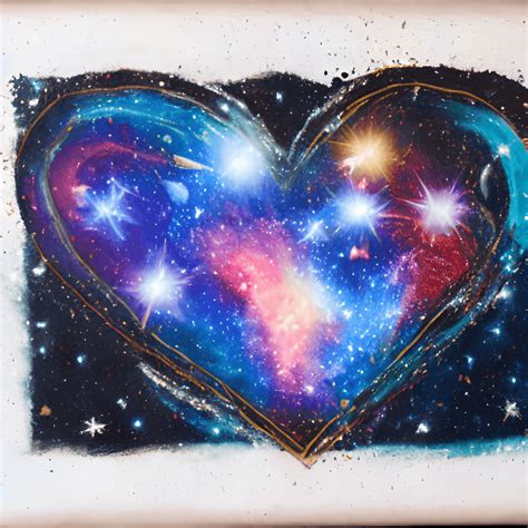 Heart Shaped Galaxy with Stars Painting · Creative Fabrica