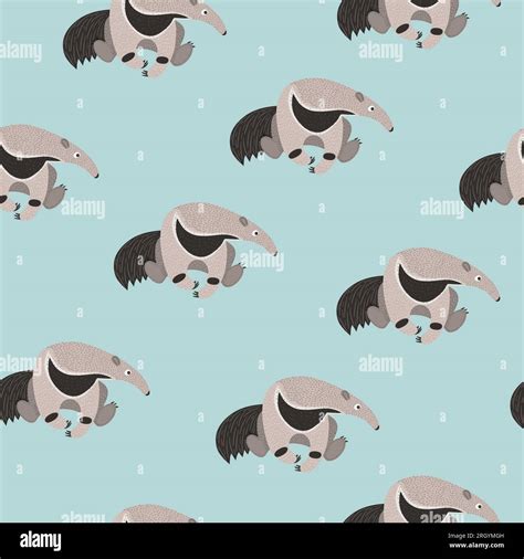 Seamless pattern with cute cartoon ant eater. Vector ant bear ...