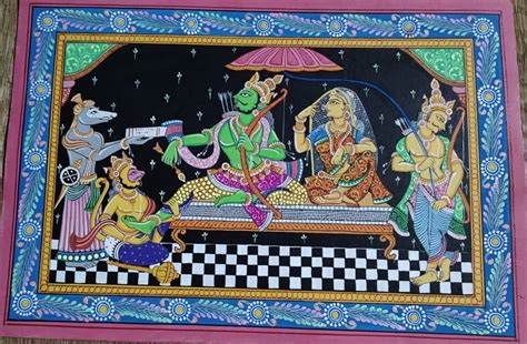 Ram Darbar - Pattachitra painting (12" x 18") - International Indian ...