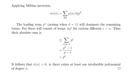 abstract algebra - Proof that there is always irreducible polynomial of degree $n$ - Mathematics ...