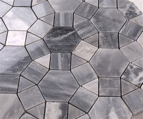 Dark Gray Round Shape Marble Mosaic Tile For Floor Hsc32