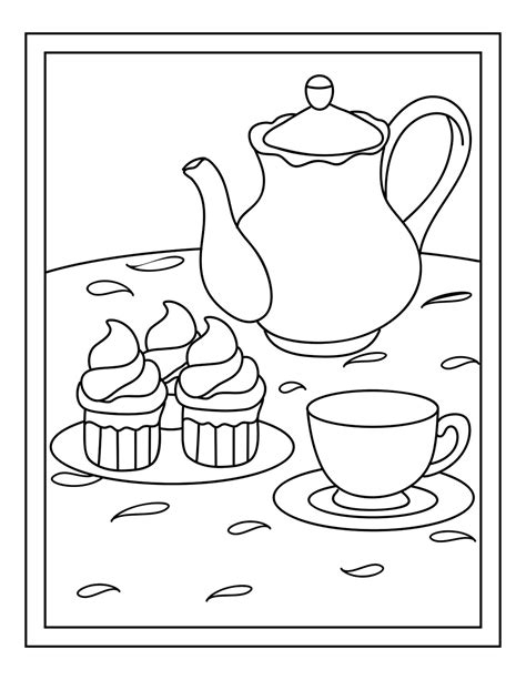 Tea Party Coloring Book | Etsy