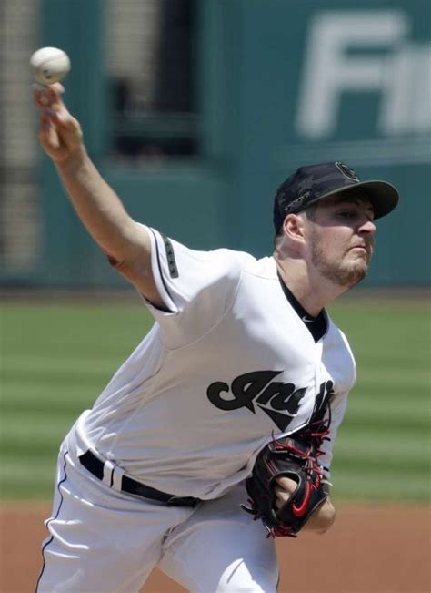 Cleveland Indians Trevor Bauer pitching against the Houston Astros at ...