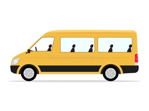 Vector Cartoon Yellow Minibus Passengers Stock Vector - Illustration of ...