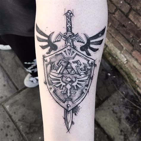 Hylian shield and master sword tattoo | TATTOO