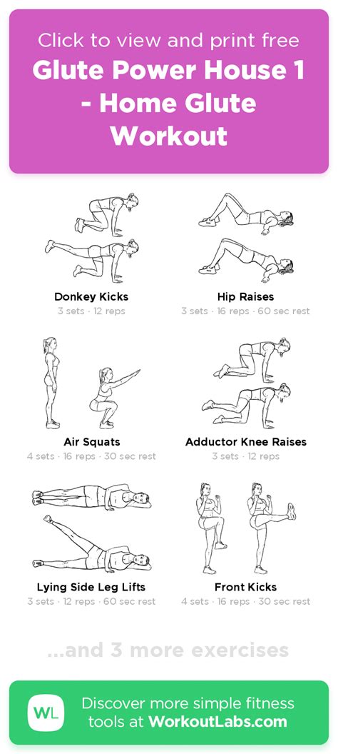 Glute Power House 1 - Home Glute Workout · WorkoutLabs Fit | At home ...