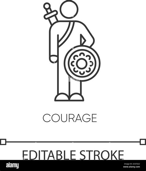 Courage pixel perfect linear icon. Feeling of bravery thin line customizable illustration ...