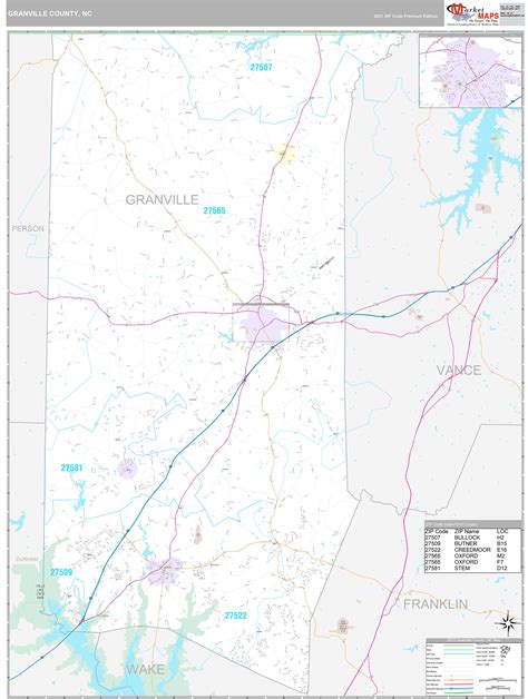 Granville County, NC Wall Map Premium Style by MarketMAPS