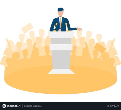 Free Politician giving his speech to public Illustration download in PNG & Vector format