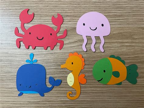 Ocean Animal Card Stock Cutouts set of 5 - Etsy