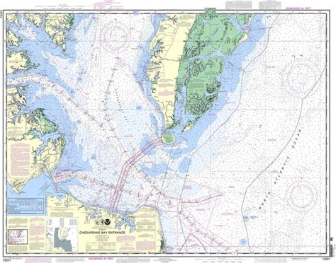 NOAA Nautical Chart 12221: Chesapeake Bay Entrance | Nautical chart, Vintage wall art, Nautical map