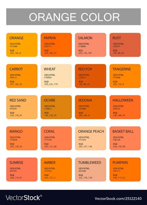 Orange color codes and names selection ... | Orange color palettes, Orange color, Orange color code