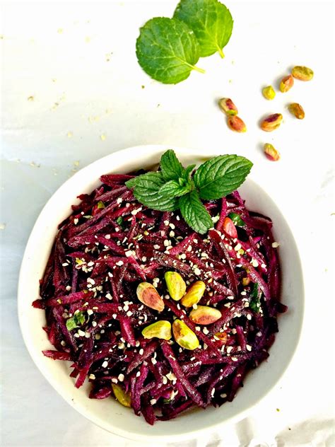 Passionately Raw! : Purple Carrot Salad with Fresh Mint, Pistachios and Hemp Seeds